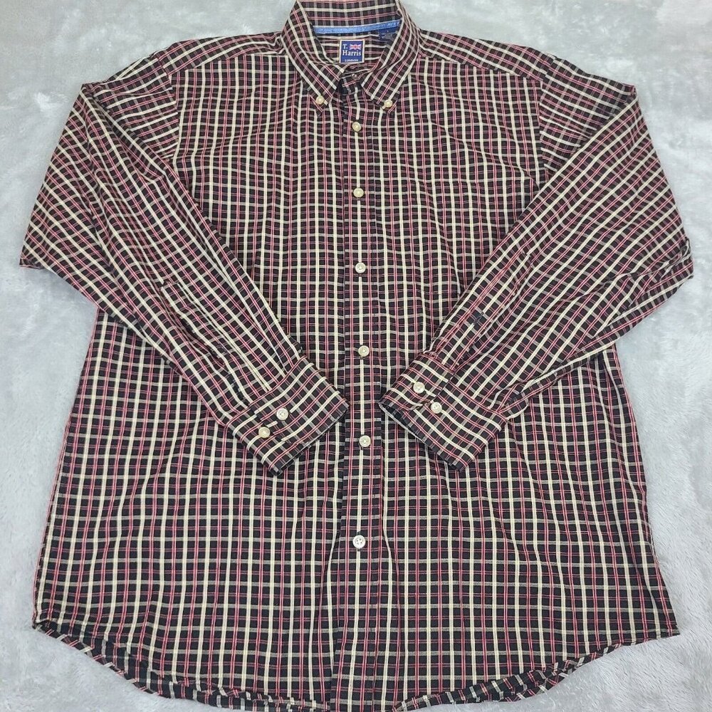 T Harris London Shirt Mens‎ Size Large Plaid Long Sleeve Button Up Lightweight